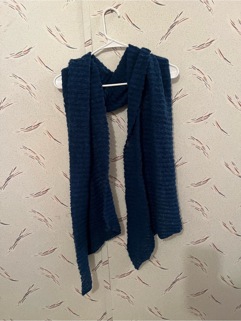 Cozy Navy Ribbed Knit Scarf - Women's Accessory